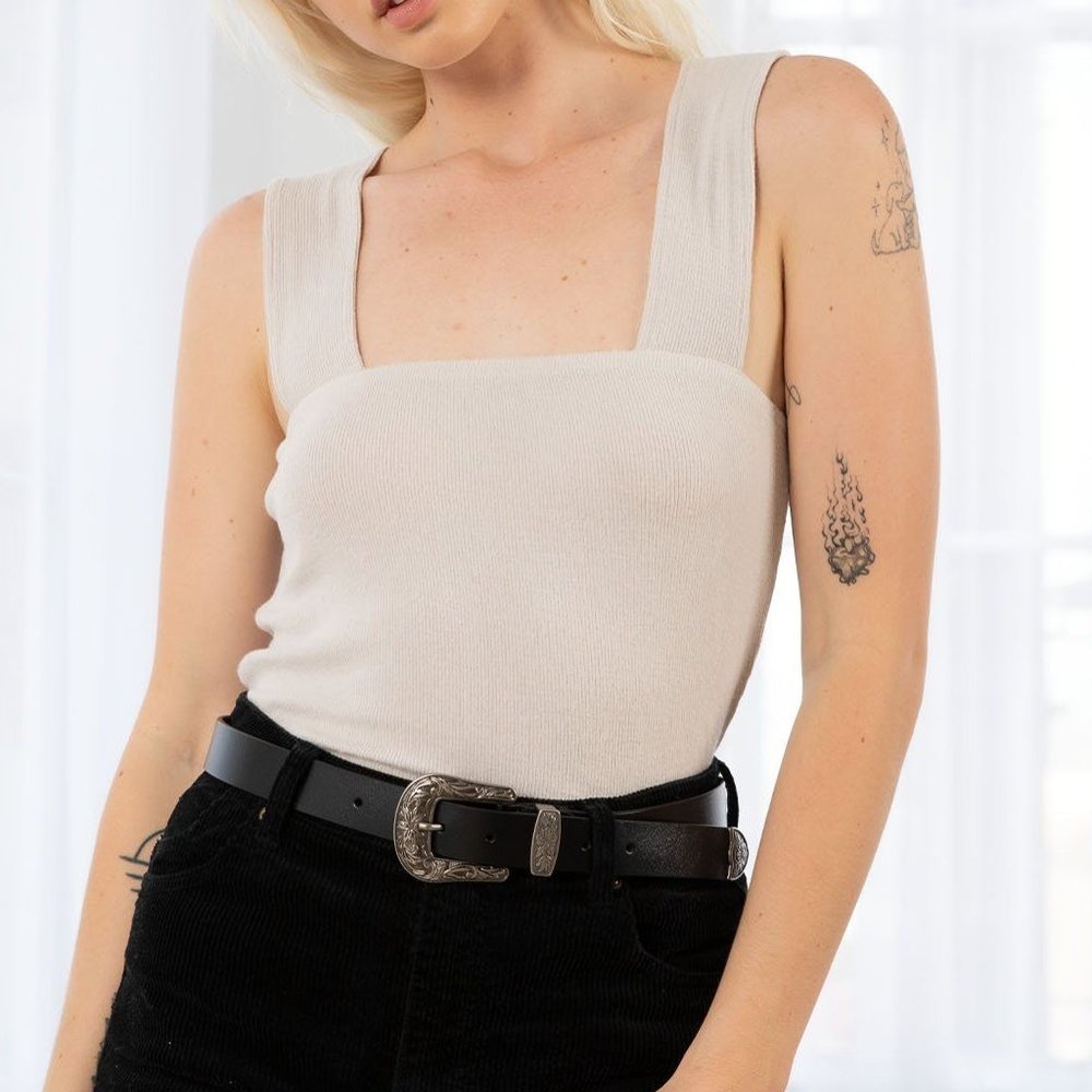 Lovestitch Light Grey Ribbed Tank Top Sz S